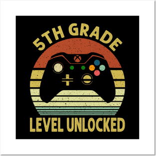 5th Grade Level Unlocked First Day of School Video Gamer Posters and Art